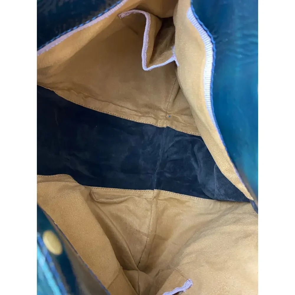 Jimmy Choo Blue Liquid Patent Leather Large Mona Tote Bag Authentic w/ dust bag - Picture 9 of 16